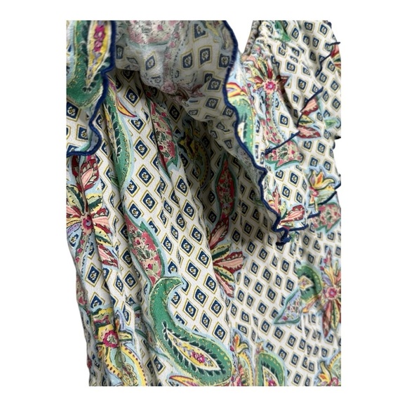 Zara Ruffle Off Shoulder Top in White Multi Color Floral Botanical Size XSmall - Picture 6 of 15